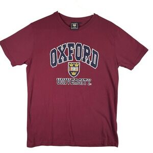 Oxford University Mens Embroidered Crest T-Shirt Maroon Burgundy Large L
